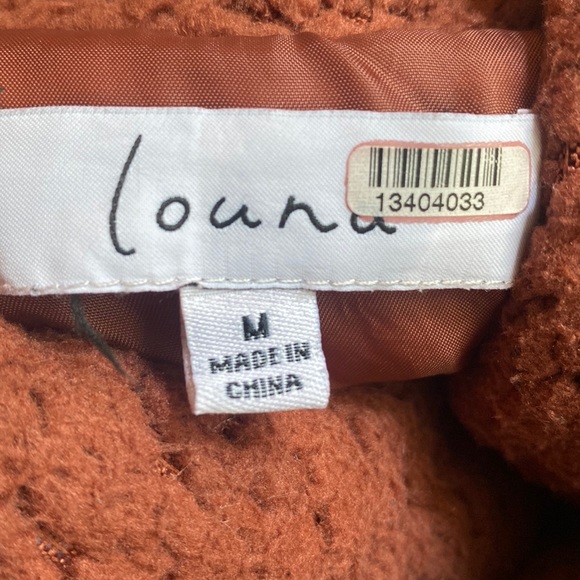 (A7) LOUNA Rust Sherpa Puffer Teddy Bear Jacket, Size Medium - Picture 8 of 15